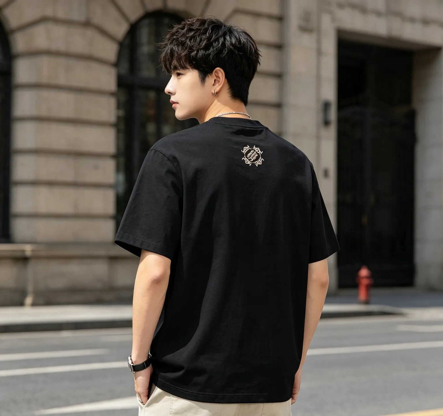 Louis Vuitton/Louis Vuitton 26ss embroidered letter Retro scroll short sleeves
